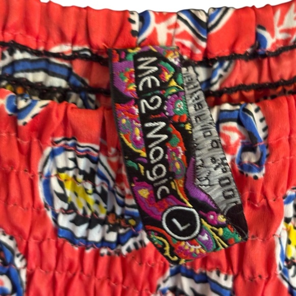 Me 2 Magic Boho Maxi Dress Large Balloon Sleeves Orange Red Retro 70s - Picture 5 of 9